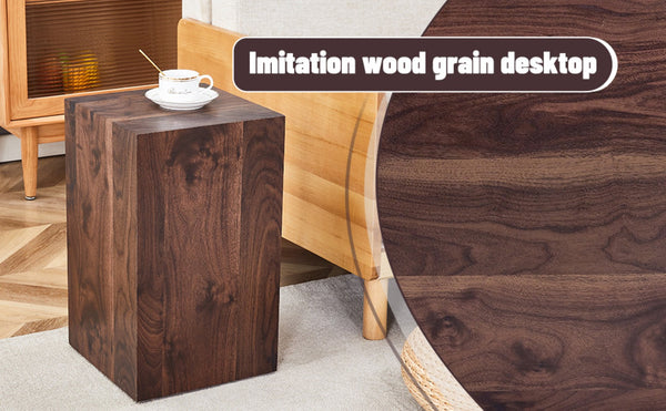 English Elm 12x12x20 Walnut Grain Mdf Accent Pedestal Table for Modern Living Room Decor W1151P408853