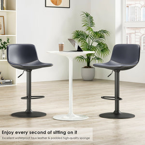 English Elm Adjustable Blue Mid Century Swivel Bar Stools Set of 2 — PU Leather Industrial Counter Chairs, 350 lb Capacity T3623P360855