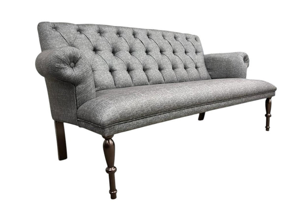 English Elm 66" Modern Loveseat with Button-Tufted Back, Rolled Arms & Solid Wood Turned Legs for Compact Spaces Grey B029P333526