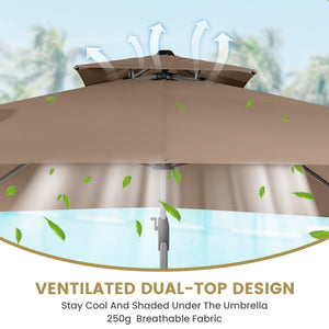 English Elm 11FT Patio Umbrella with Double Venting Top, UPF50+ 11x11ft Shade, Aluminum Frame, Tilt & Rotate Brown 106.3 L x 16.14 W x 6.3 H T3609P347439