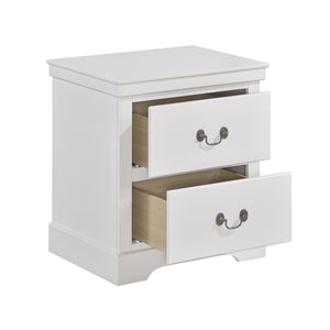 English Elm 1pc Seabright White Nightstand with 2 Drawers, Satin Nickel Handles, Classic Transitional Bedroom Accent B011P286897