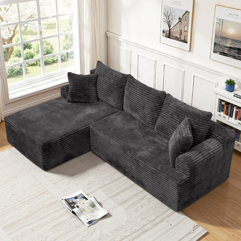 English Elm Modern Chenille Sectional Sofa with Chaise Configurable Modules for Living Room Lounging W3653P443556
