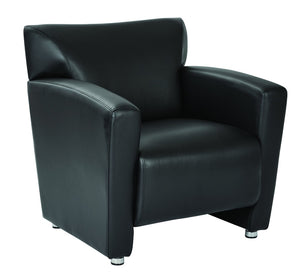OSP Home Furnishings Club Chair in Faux Leather with Silver Legs for Modern Office or Living Room Seating SL2911S-U6