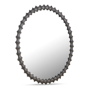 English Elm Whitby Round Wall Mirror Cast Aluminum Aged Brass Patina Artisan Entryway Accent Black B2769P498420