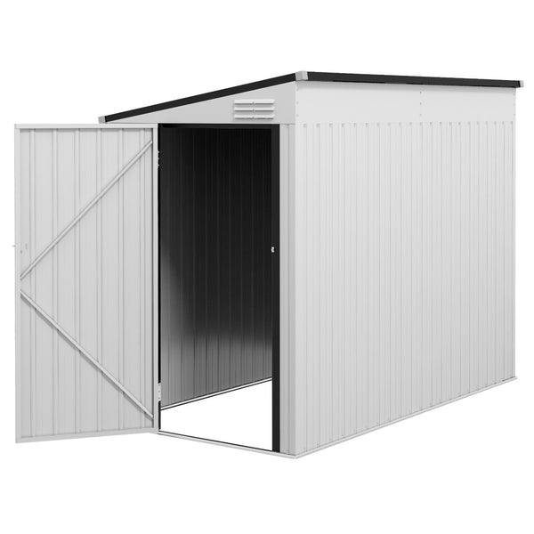 English Elm Outsunny Lean to Galvanized Steel Outdoor Storage Shed with Lockable Door and Air Vents W2225P229425