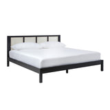 Solid Wood Rattan Paneled Platform Bed YASB Black YASB8BBL Walker Edison