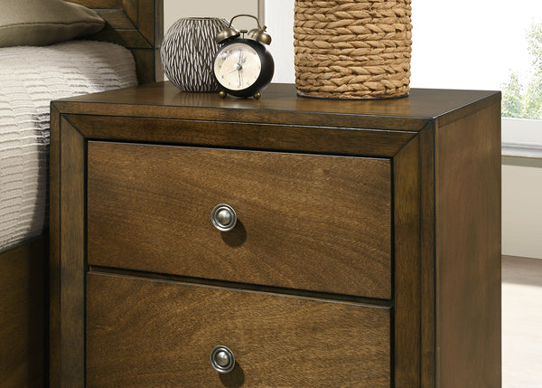 English Elm Walnut Rustic 1-Drawer Nightstand 23.5"W x15"D x23"H Rubberwood Bedside Table with Bronze Knob B011P326723