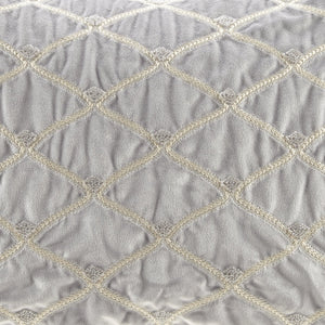 JLA Home Croscill Classics - Oblong Velvet Accent Pillow with Hand‑Beaded Net Pattern & Foxtail Stitching, Plush Goose Fill Silver CCL30-0026