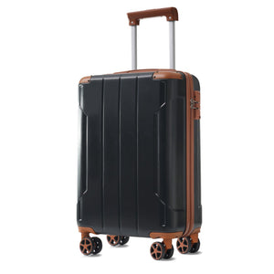 English Elm Hardshell Six Piece Luggage Set Expandable Abs Suitcases with Spinner Wheels Tsa Lock Black Brown N730P296628A