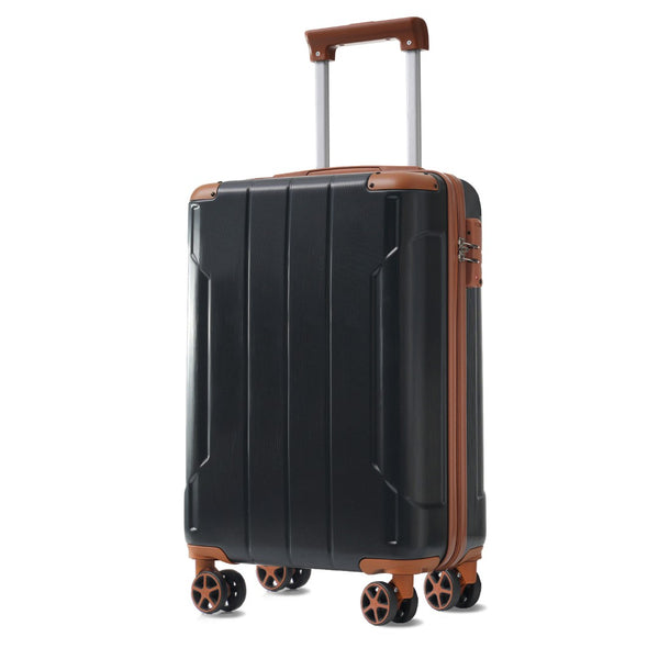 English Elm Hardshell Six Piece Luggage Set Expandable Abs Suitcases with Spinner Wheels Tsa Lock Black Brown N730P296628A