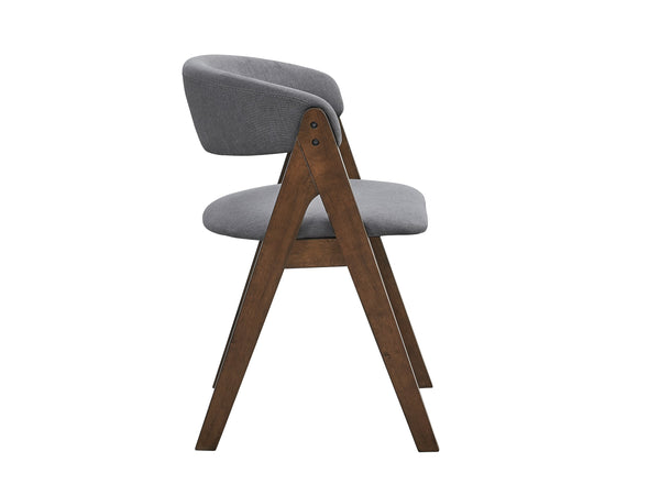 English Elm Keiki Modern Gray Fabric Side Chair Set of 2 with Padded Curved Back, Walnut Legs for Dining B2726P246309