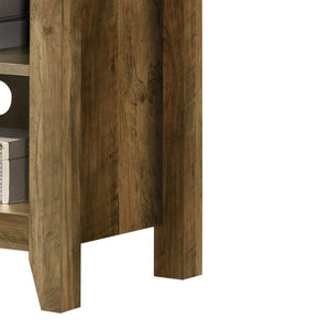 English Elm Tropea 58 Inch Open Shelf Media Console with Oak Finish and Cord Management Oak B2749P413249