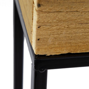 English Elm Set of 2 Rustic Wood Planter Boxes with Black Iron Stands for Farmhouse Decor W2078P496655