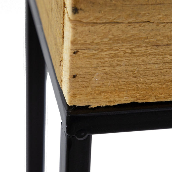 English Elm Set of 2 Rustic Wood Planter Boxes with Black Iron Stands for Farmhouse Decor W2078P496655