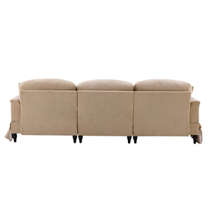 English Elm 103.15'' Chenille L-shaped Sectional Sofa with Detachable Pleated Skirt and Ottoman Khaki W3612S00045