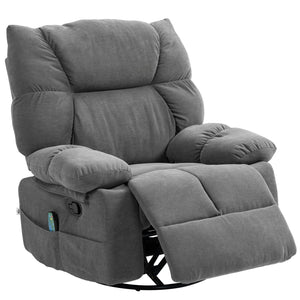English Elm HOMCOM Oversized Vibration Massage Recliner with Heat, Swivel Rocker, Footrest, Remote, Pockets W2225P217222
