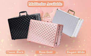 English Elm Portable Led Vanity Makeup Case Aluminum Travel Organizer with Mirror Lock Dividers W1550P163305