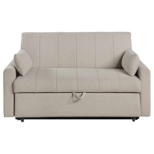 English Elm Westwind Bouclé Channel Tufted Sleeper Sofa with Pull Out Bed for Guest Rooms Beige B062P451684