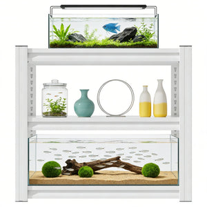 English Elm 20-30 Gallon Aquarium Stand Heavy Duty Steel Three Tier Rack for Home or Office White W2735P457277