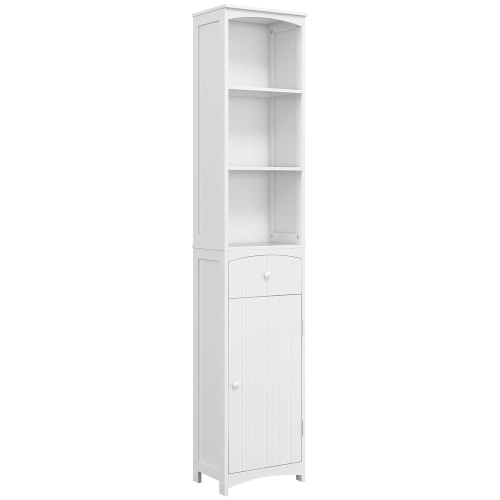 English Elm Bathroom Tall Freestanding Storage Cabinet with Open Shelves and Enclosed Lower Door T3971P384546
