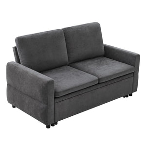 English Elm Convertible Chenille Sleeper Loveseat with Usb Ports and Reclining Backrest for Small Spaces Grey N719P390439E