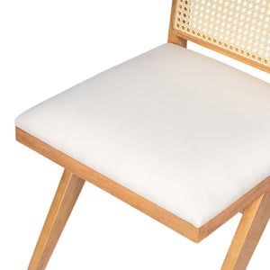 English Elm Christopher Knight Home® - Chandigarh Dining Room Chairs - Set Of 2, Natural Cane & Beige Cushions For Farmhouse Charm & Comfort N768P241398N