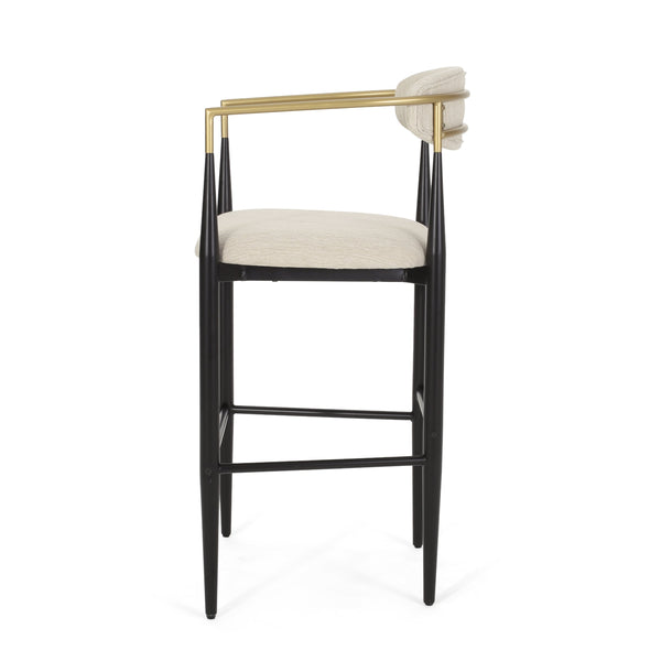 English Elm Christopher Knight Home® - Barstools Set Of 2 – Modern Upholstered Stools With Back Support & Durable Iron Legs For Kitchen Use N779P248198B