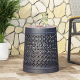 Christopher Knight Home® - Noble House - Cranbrook Outdoor Lace Cut Side Table with Tile Top