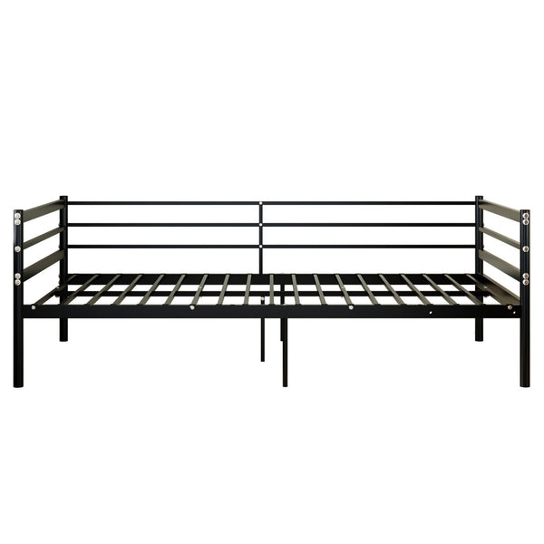 English Elm Children's Metal Loft Bed with Wraparound Guardrail Sofa Frame Matte Black Finish W3752P464553