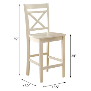 English Elm Cream Cross Back Counter Height Chairs Set of 2 — Elegant Cream Finish, Tapered Legs & Footrest Comfort B062P189109