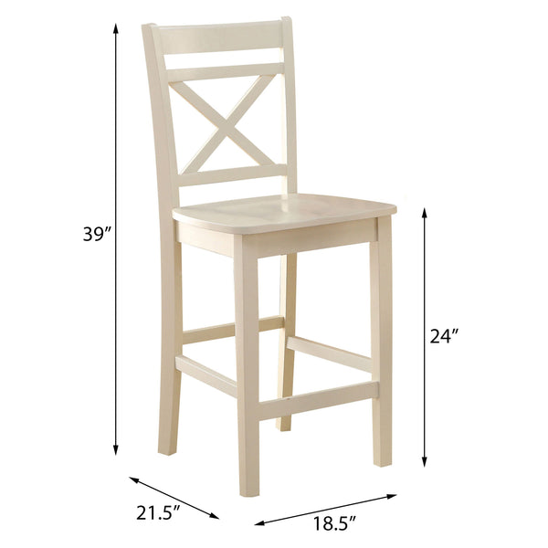 English Elm Cream Cross Back Counter Height Chairs Set of 2 — Elegant Cream Finish, Tapered Legs & Footrest Comfort B062P189109