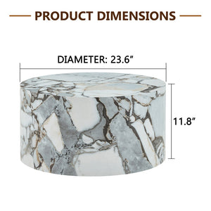 English Elm Cave Stone Patterned Mdf Round Coffee Table for Minimalist Industrial Living Rooms White W1151P460955