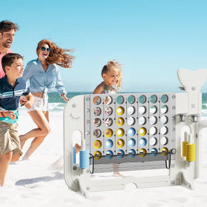 English Elm 4-to-score Giant Backyard Game Set with 4 Activities Height Adjustable Family Fun White+Gray W2700P357856