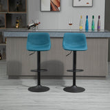 English Elm Homcom Adjustable Bar Stools, Swivel Bar Height Chairs Barstools Padded With Back For Kitchen, Counter, and Home Bar, Set Of 2, Blue