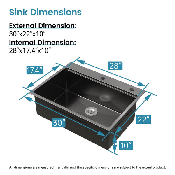English Elm Stainless Steel Handcrafted Matte Black Single Bowl Kitchen Sink with Prep Accessories T3177P296189