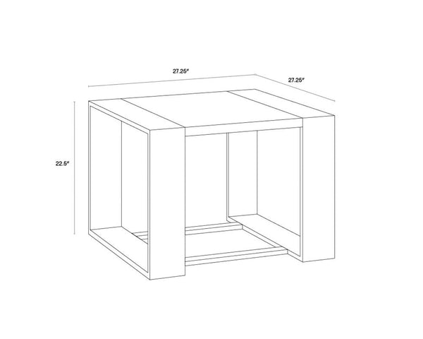 Sunpan DALTON Modern End Table - High-Gloss White Top & Polished Stainless Steel Frame - Stylish & Durable 101649