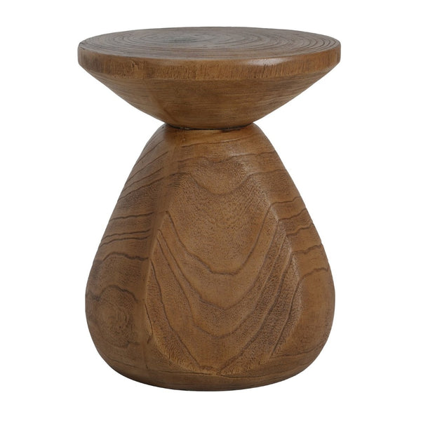 English Elm Patti Outdoor Mgo Side Table Sculptural Waterdrop Base with Wood Grain Texture N775P372422W