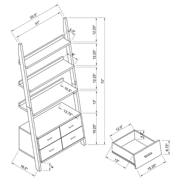 English Elm Blackburn Three Piece Ladder Bookshelf Set with Drawers for Living Room Decor B062S01465