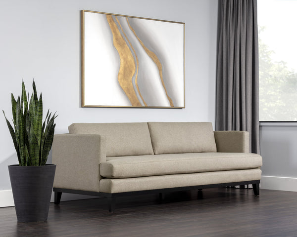 Sunpan Kaius Sofa - Eco-Friendly Mid-Century Modern Design with Durable Performance Fabric and Walnut Legs Limelight Oat