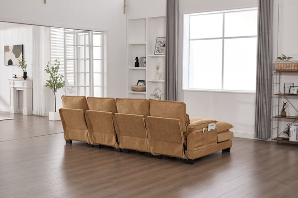 English Elm United U-Shaped Cloud Couch - 110" Chenille Sectional Sofa With Memory Foam & Double Chaise Comfort W1568S00213-GIGA