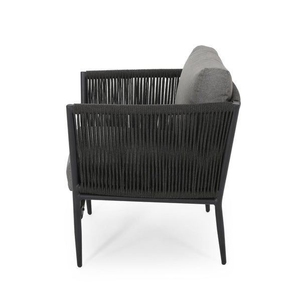 English Elm Christopher Knight Home® - HANFORD Woven Rope Club Chair in Grey — Durable Outdoor/Indoor Accent Seat with Compact 28.5x27.5x18.5" 65989.00GRY