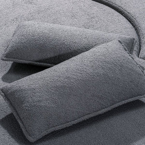 English Elm Folding Floor Futon Sofa Sleeper in Plush Teddy Velvet for Studio or Guest Rooms Light Grey W3739P368634