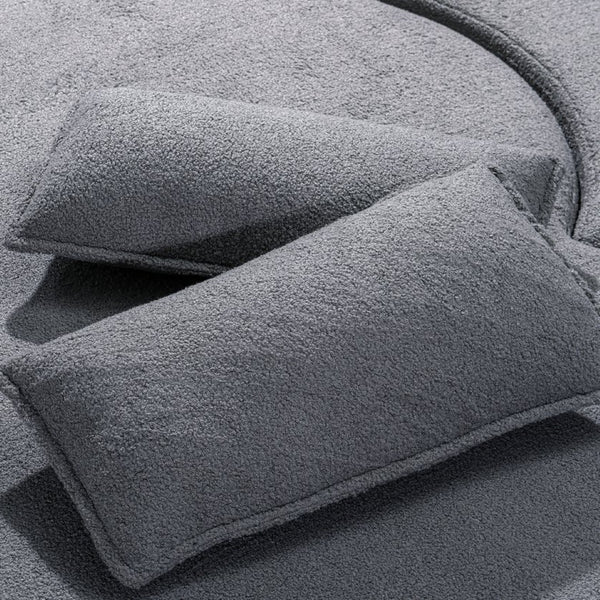 English Elm Folding Floor Futon Sofa Sleeper in Plush Teddy Velvet for Studio or Guest Rooms Light Grey W3739P368634