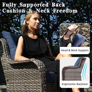 English Elm Tl Seven Piece Outdoor Pe Rattan Patio Set with Swivel Chairs Footstools and Side Table T5925S00006