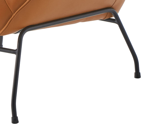 English Elm Jabel Sandstone Top Grain Leather Accent Chair & Ottoman with Metal Legs, Plush Foam Comfort, 35"L x 38"D x 37"H B2726S00391