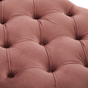 English Elm Modern Tufted Velvet Bench with Gourd Legs and Pillows for Bedroom Entryway Pink N761P335807H