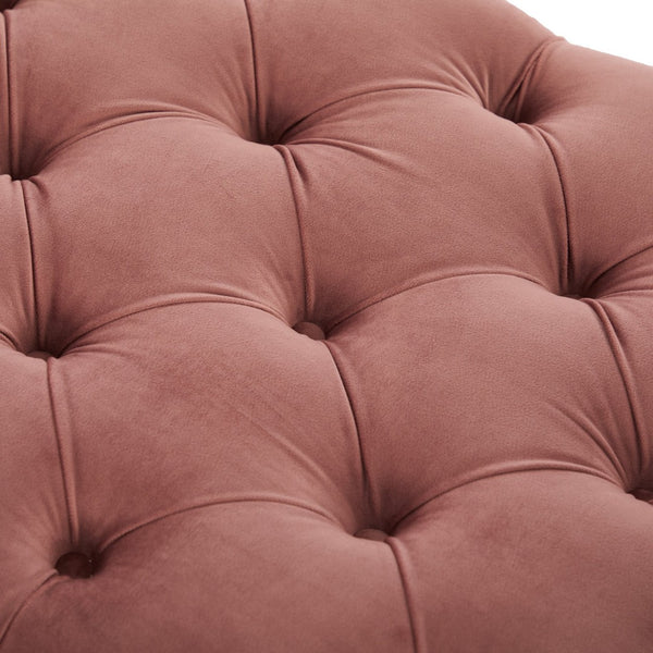 English Elm Modern Tufted Velvet Bench with Gourd Legs and Pillows for Bedroom Entryway Pink N761P335807H
