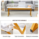 English Elm A Coffee Table Is Made Of Rock Slab Material, With A Natural and Smooth Marble Pattern On The Surface, Which Complements The Modern Design Of The Golden Metal Legs and Adds A Touch Of Fashion.47*23.6