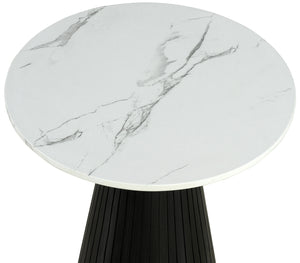 English Elm Contemporary Round End Table With Faux Marble Top And Black Reeded Base – Perfect For Any Living Space! B2741S00617