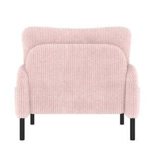 English Elm UNITED Corduroy Accent Chair with Ergonomic Curve, High-Density Foam Seat & Dual Side Pockets for Cozy Living Spaces Pink W1568P307258